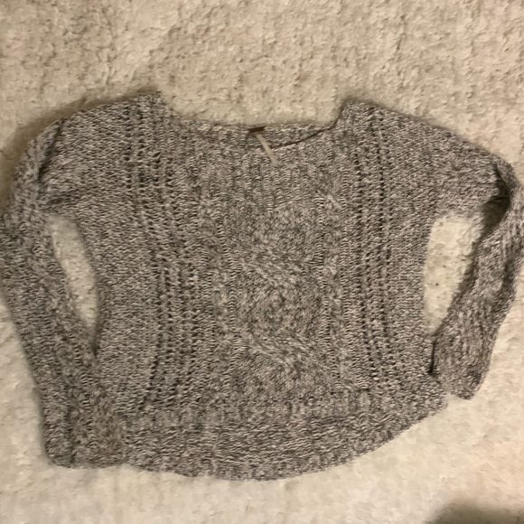 Free People Grey Cable Knit Sweater - Picture 3 of 6